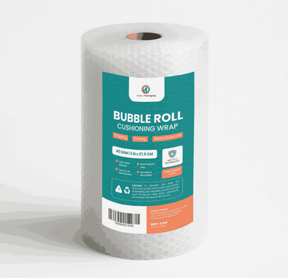 Bubble Wrap Roll, Heavy Duty 40 GSM, Clear, 3 M x 37.5 CM, Packaging Cushioning for Fragile Items, Box of 8 Rolls