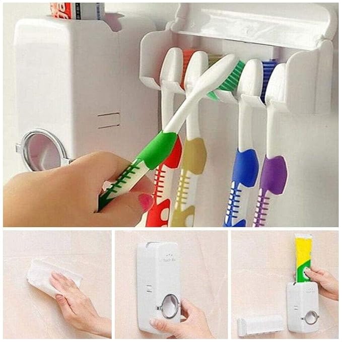 Automatic Toothpaste Dispenser with Toothbrush Holder