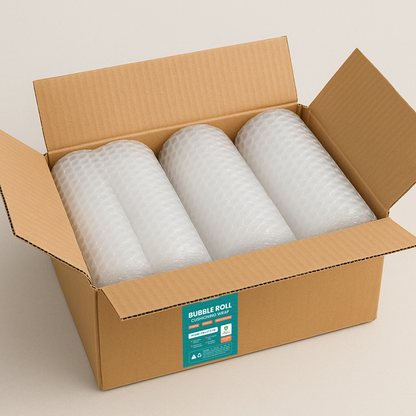 Bubble Wrap Roll, Heavy Duty 40 GSM, Clear, 3 M x 37.5 CM, Packaging Cushioning for Fragile Items, Box of 8 Rolls