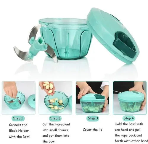 Compact Manual Food Chopper (450 ml, Green)